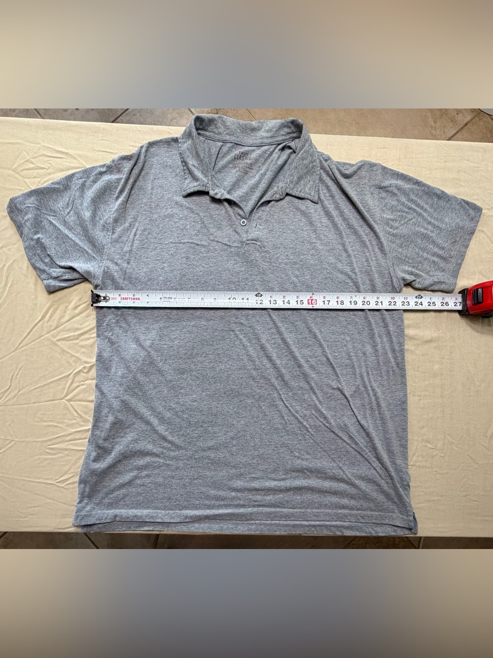 True Classic Gray Men’s XXL Short Sleeve Polo Shirt, Solid Collared Pullover